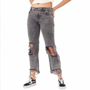 36. Free People We The Free Maggie Distressed Straight Leg Jean in Bottle-rocket